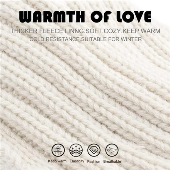 Women\'s Winter Beanie Hat and Gloves Set Soft Knit Warm